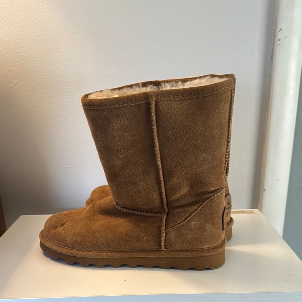 Brown Suede Shearling Boots